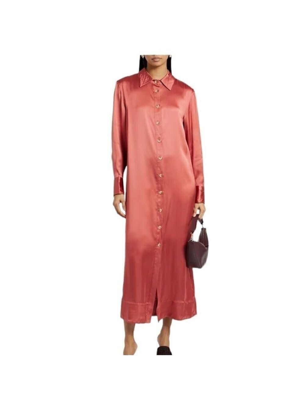 Loulou Studio Long Satin Shirtdress Size XS